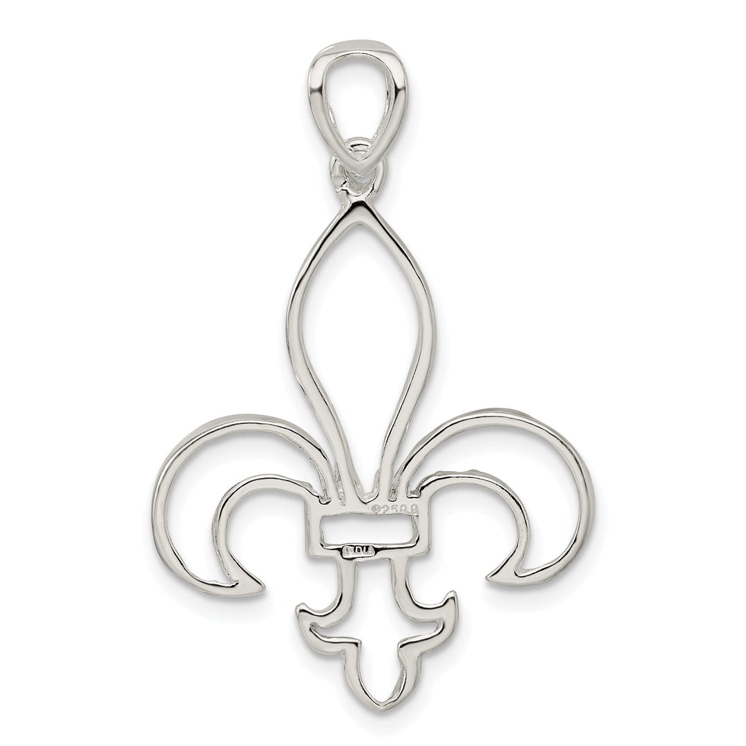 Silver Polished Finish Fleur de Lis Charm