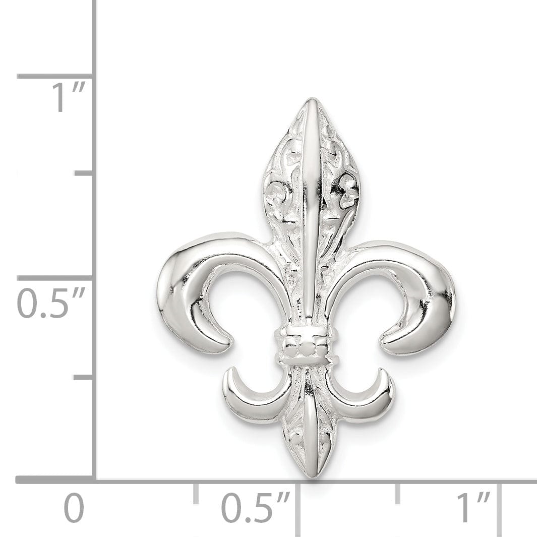 Sterling Silver Polish Fleur De Lis Slide Charm