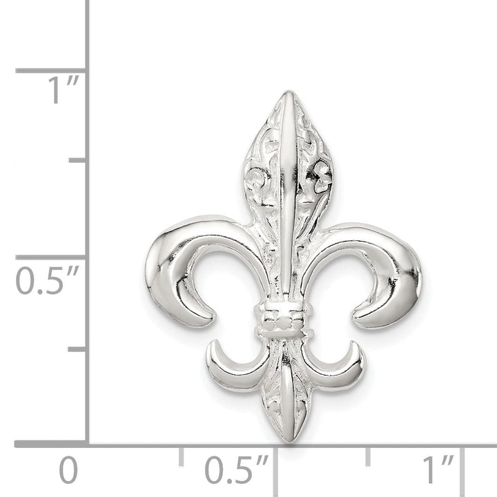 Sterling Silver Polish Fleur De Lis Slide Charm