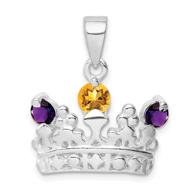 Silver Citrine Amethyst Polished Crown Charm at $ 26.96 only from Jewelryshopping.com