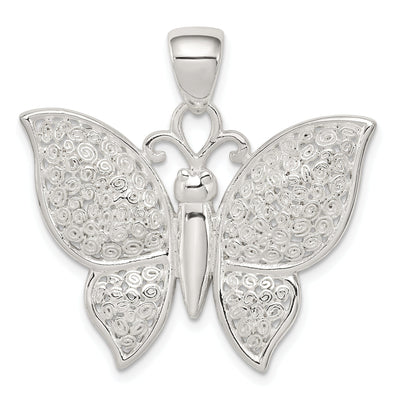 Silver Polished Textured Butterfly Pendant at $ 38.3 only from Jewelryshopping.com