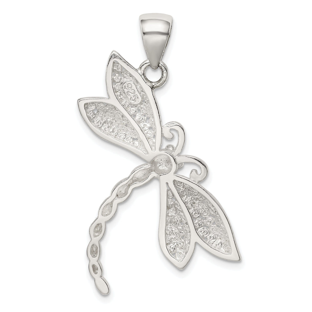 Sterling Silver Polish Texture Dragonfly Charm