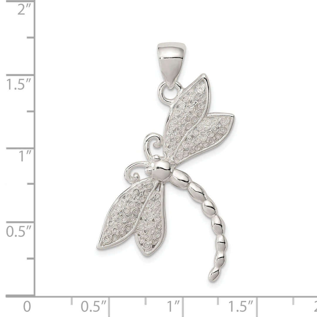 Sterling Silver Polish Texture Dragonfly Charm