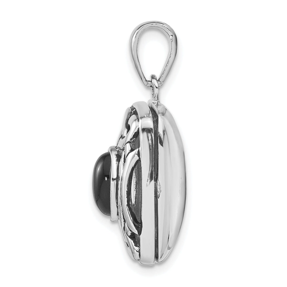 Sterling Silver Rhodium-plated Onyx Locket
