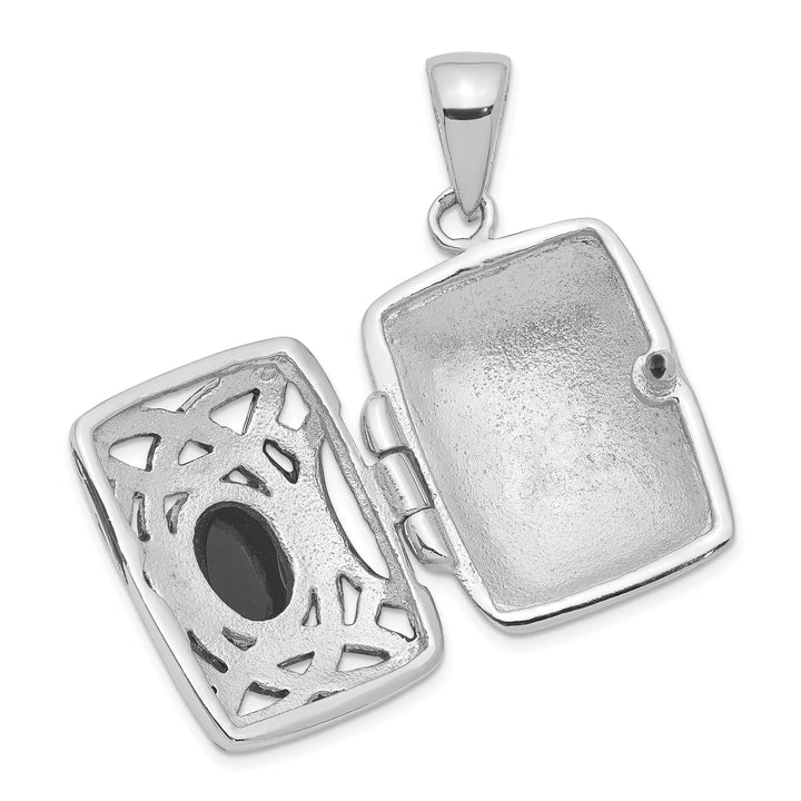 Sterling Silver Rhodium-plated Onyx Locket