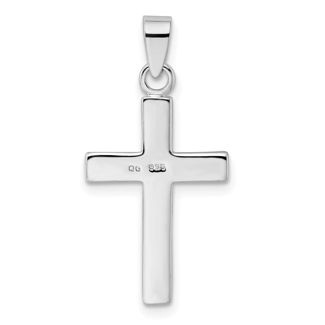 Silver Polished Stellux Crystal Cross Pendant