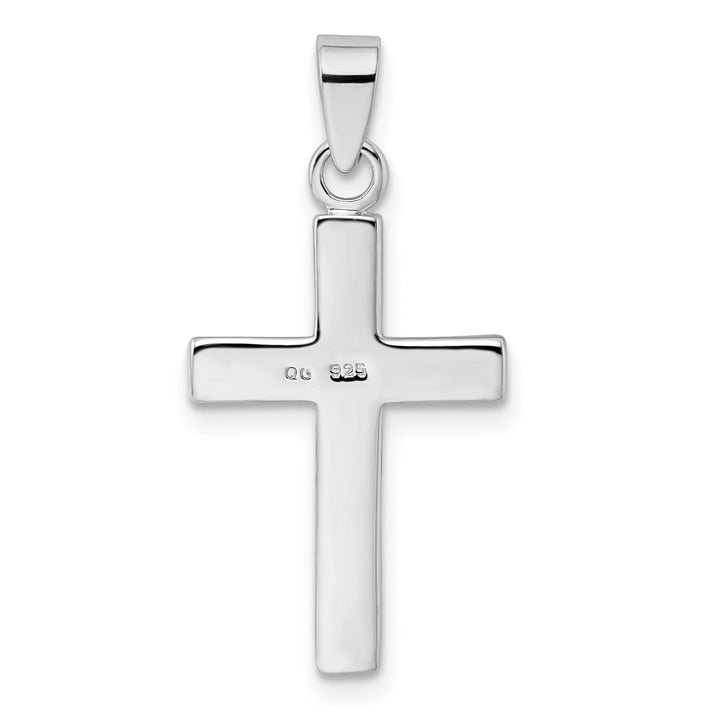 Silver Polished Stellux Crystal Cross Pendant