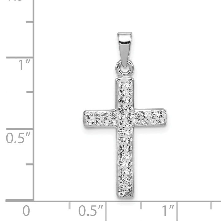 Silver Polished Stellux Crystal Cross Pendant