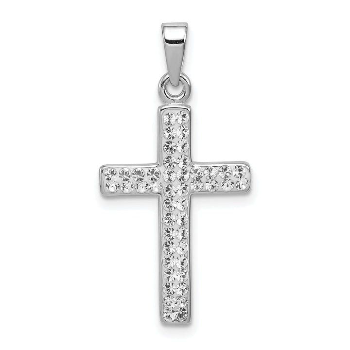 Silver Polished Stellux Crystal Cross Pendant