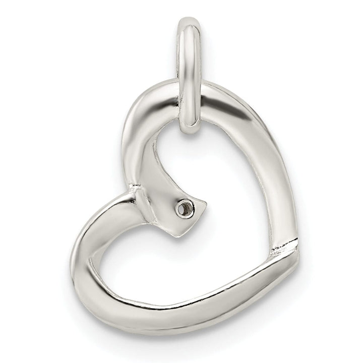 Sterling Silver Polished C.Z Heart Charm