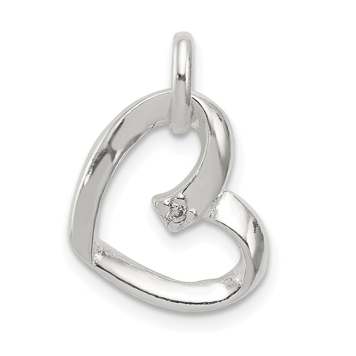 Sterling Silver Polished C.Z Heart Charm