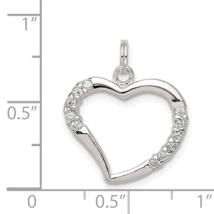 Sterling Silver Polished Multi C.Z Heart Charm