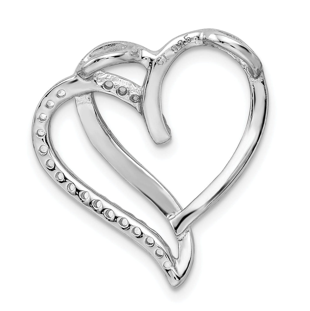 Sterling Silver C.Z Double Heart Slide Pendant