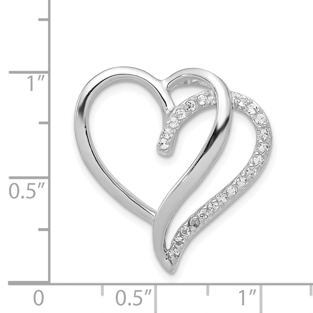 Sterling Silver C.Z Double Heart Slide Pendant