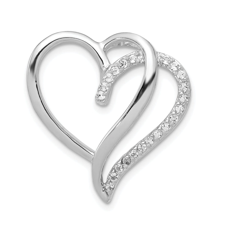 Sterling Silver C.Z Double Heart Slide Pendant