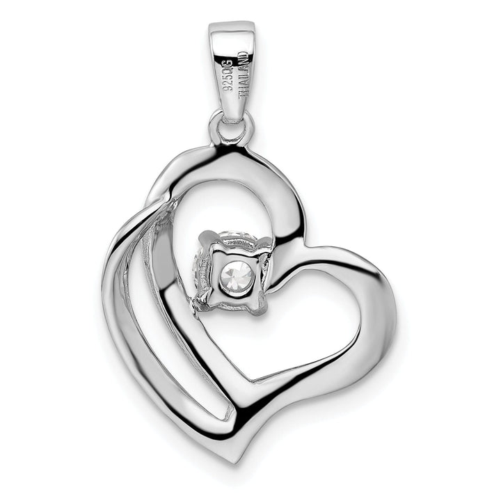 Sterling Silver Round C.Z Fancy Heart Pendant