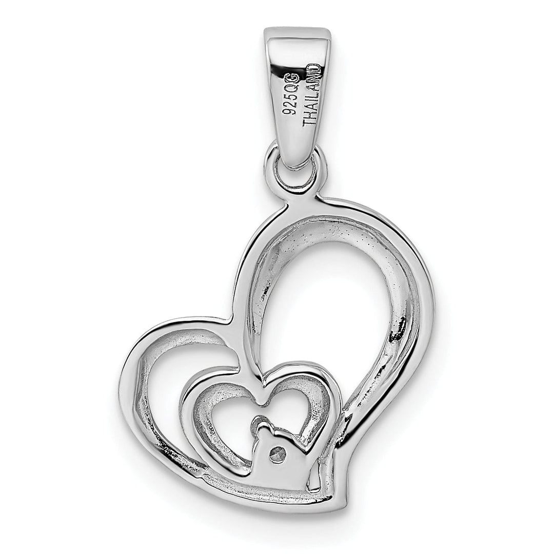 Sterling Silver C.Z Fancy Double Heart Pendant