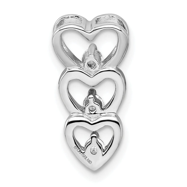 Sterling Silver C.Z Triple Heart Slide Pendant