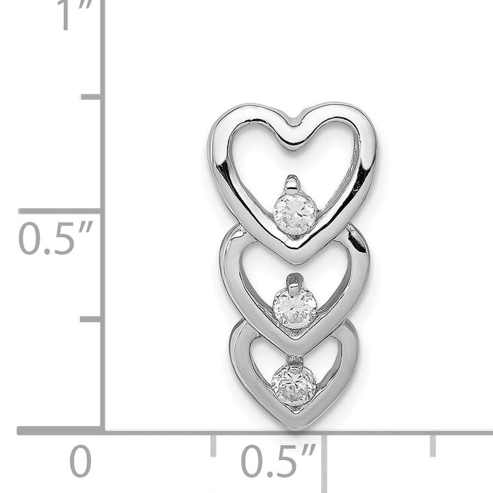 Sterling Silver C.Z Triple Heart Slide Pendant