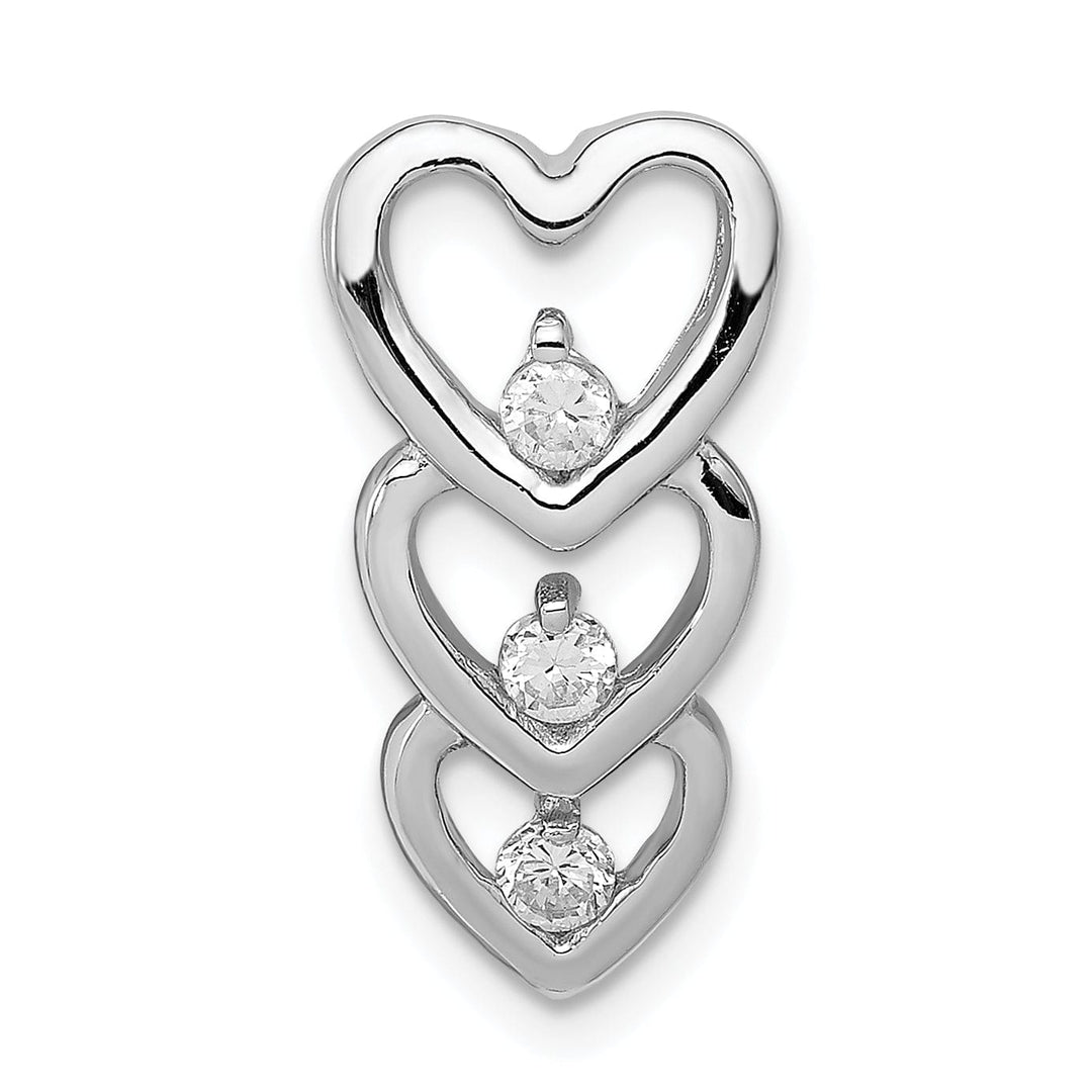 Sterling Silver C.Z Triple Heart Slide Pendant