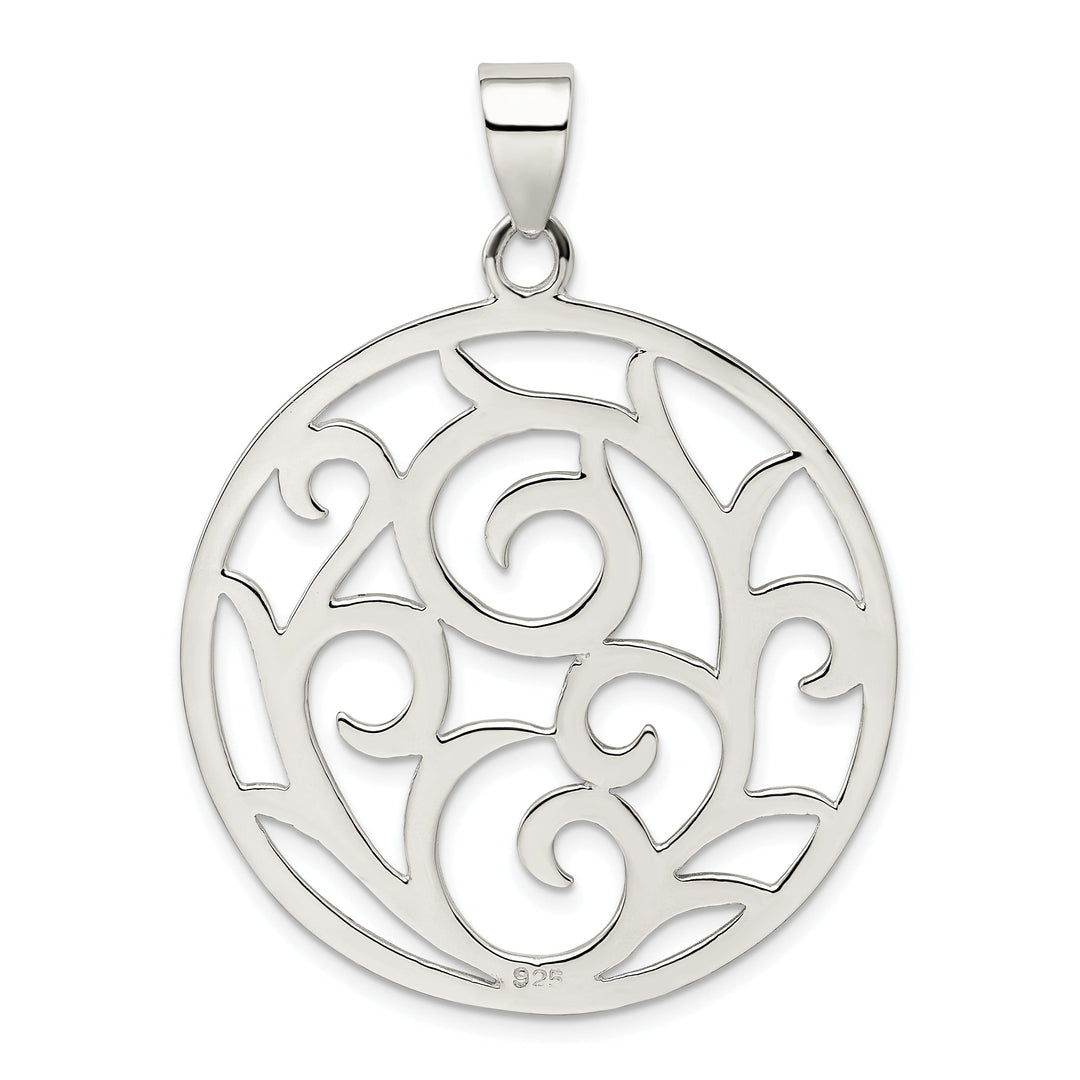 Sterling Silver Round Designer Pendant Slide