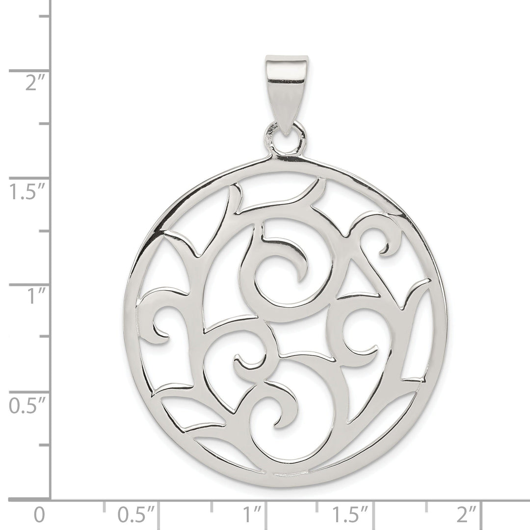 Sterling Silver Round Designer Pendant Slide