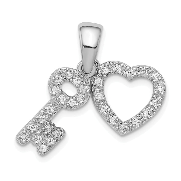 Sterling Silver Heart Key Fancy Pendant