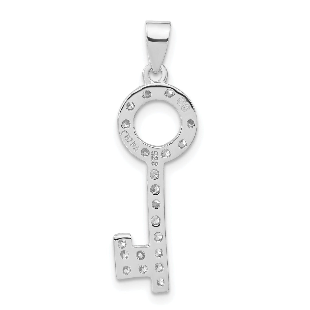 Sterling Silver Cubic Zirconia Key Shape Pendant