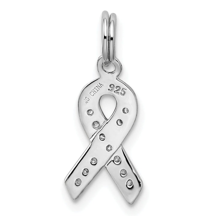 Sterling Silver C.Z Awareness Ribbon Pendant