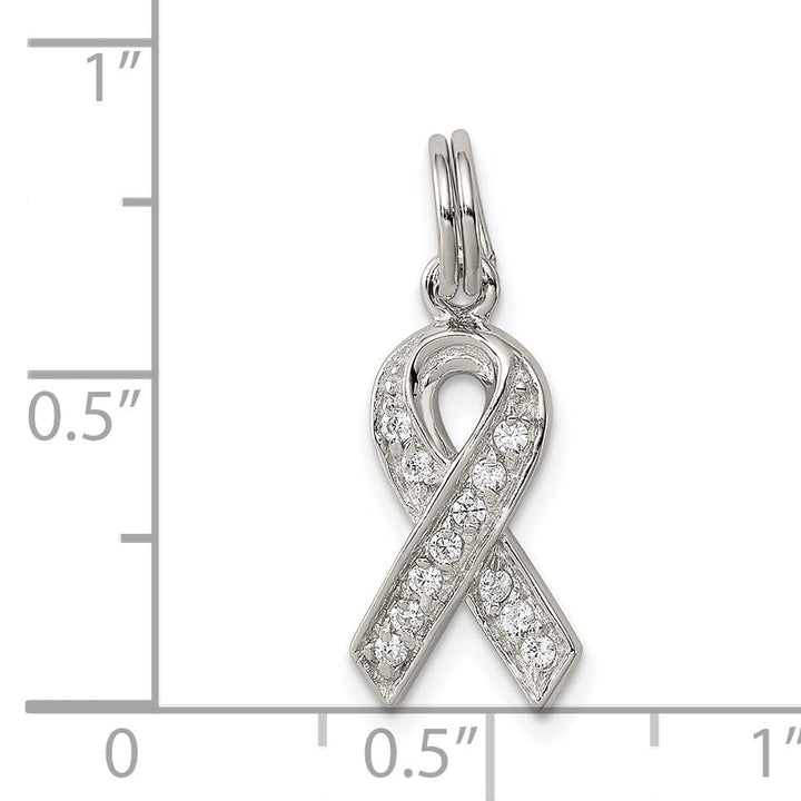 Sterling Silver C.Z Awareness Ribbon Pendant