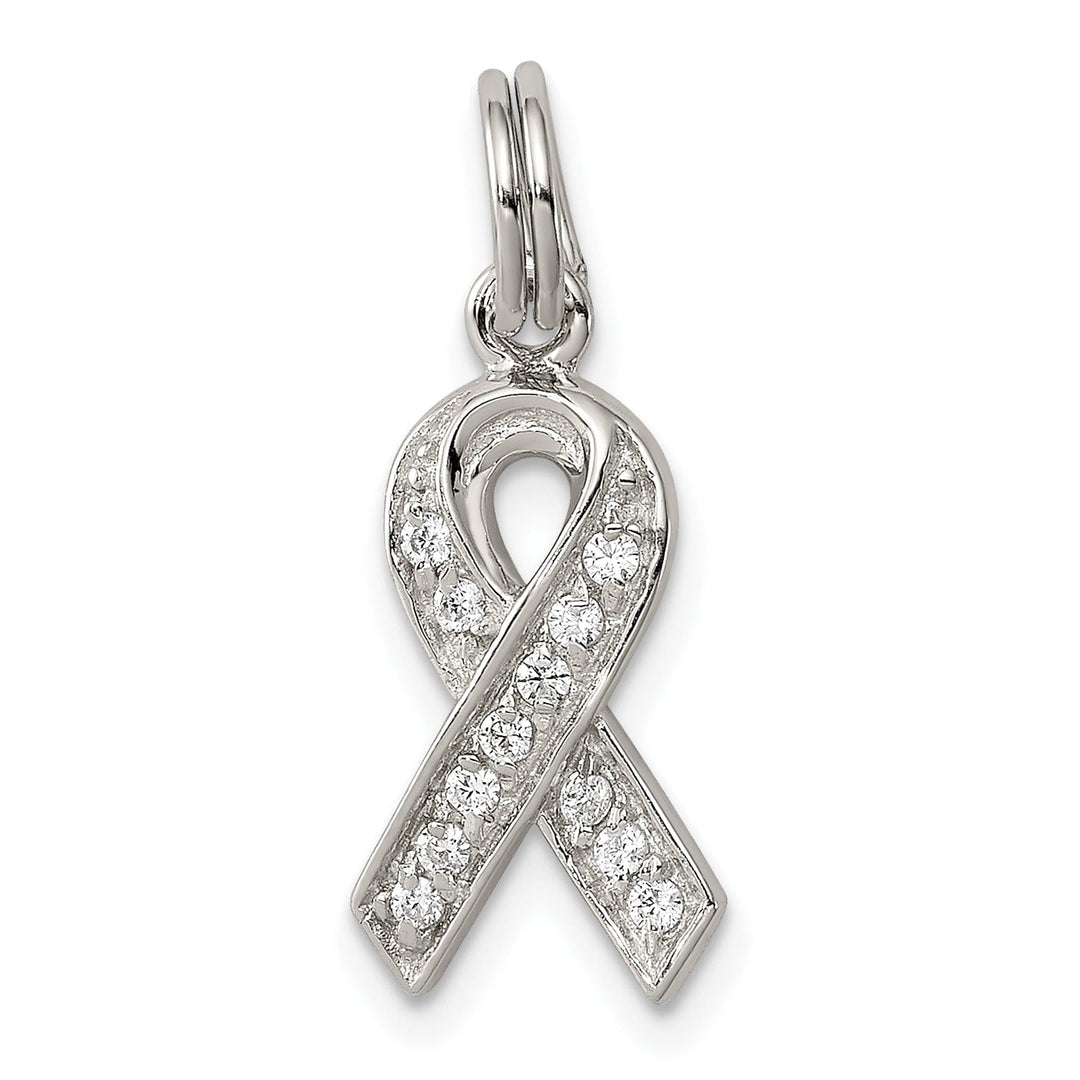 Sterling Silver C.Z Awareness Ribbon Pendant