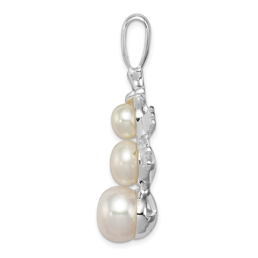 Silver Fresh Water Cultured Pearl Snowman Charm