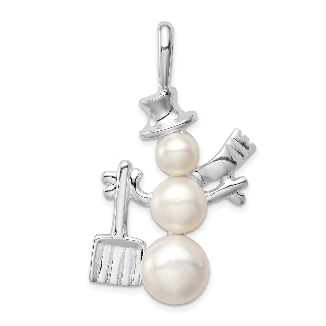 Silver Fresh Water Cultured Pearl Snowman Charm