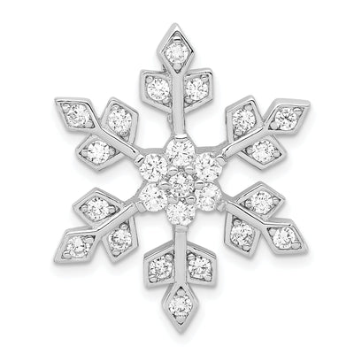 Silver Cubic Zirconia Snowflake Slide Pendant