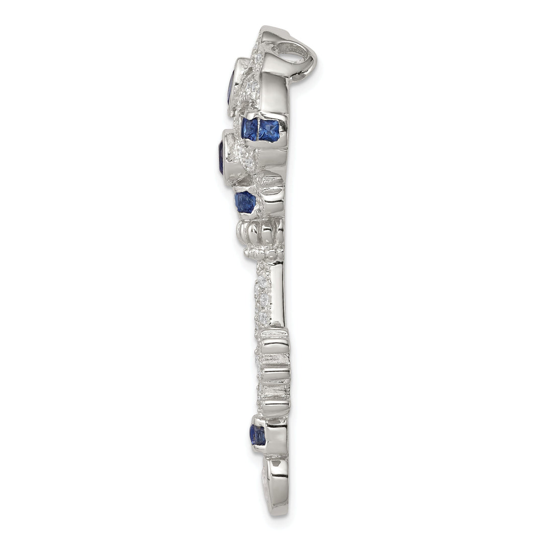 Sterling Silver Blue Cubic Zirconia Key Slide
