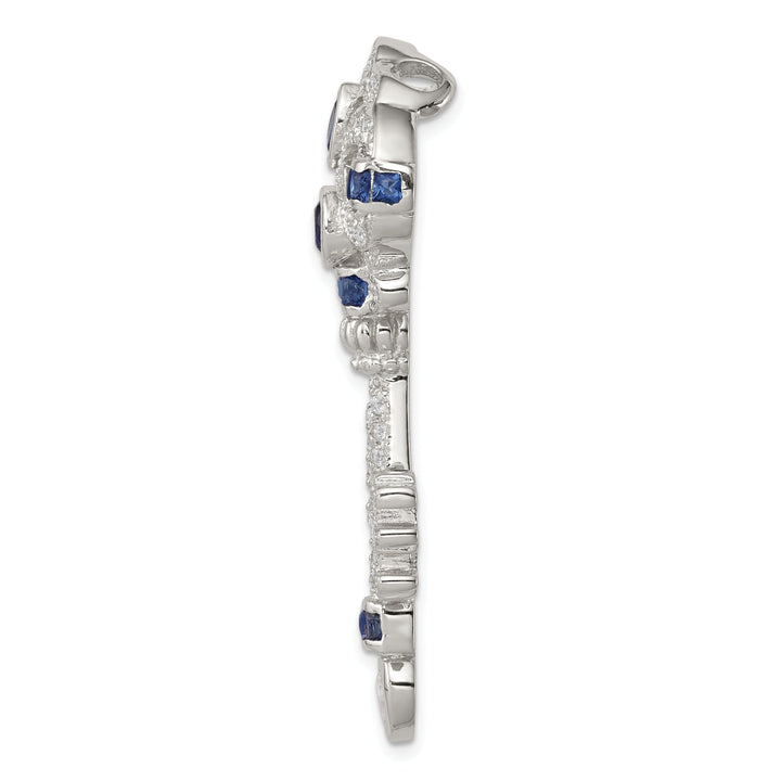 Sterling Silver Blue Cubic Zirconia Key Slide
