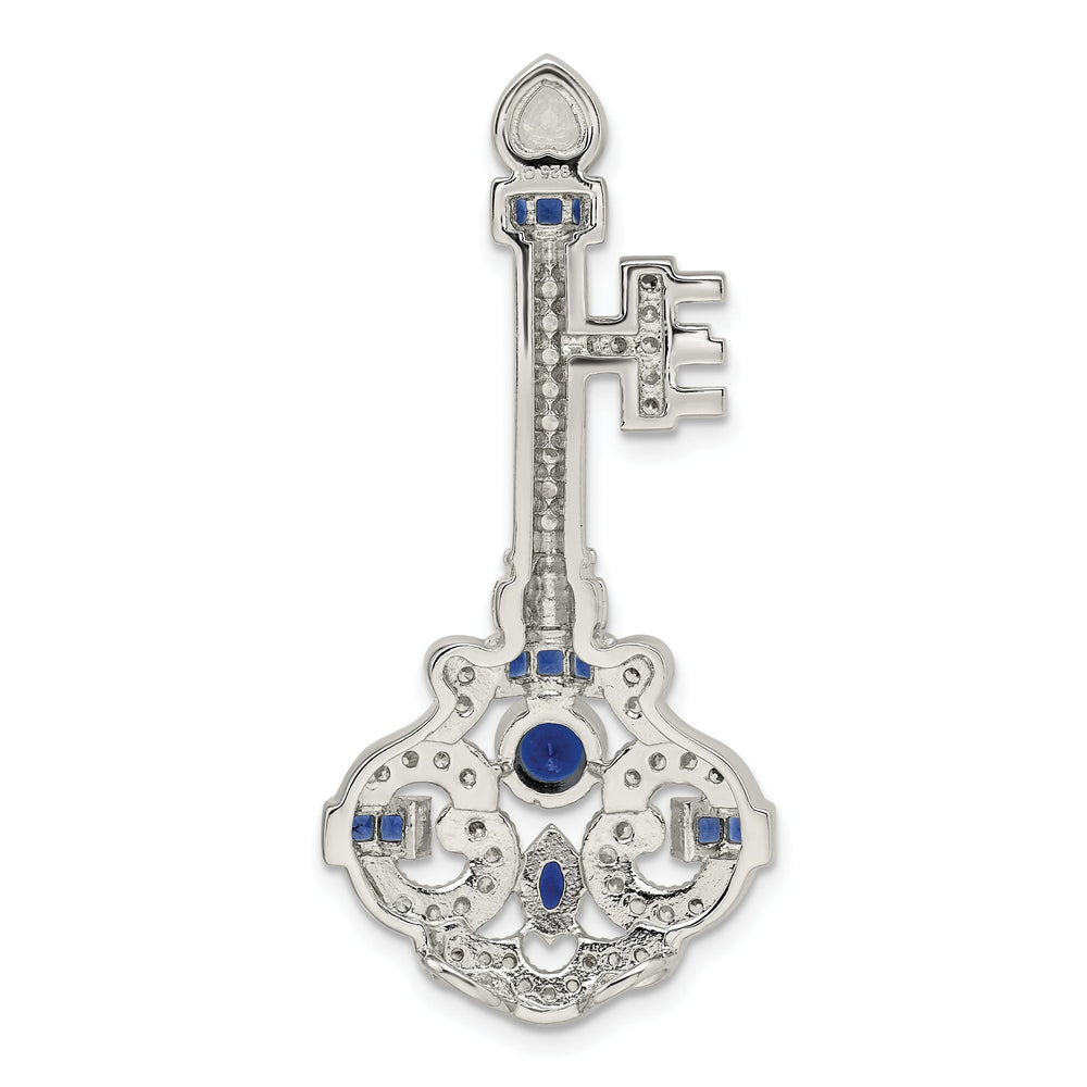 Sterling Silver Blue Cubic Zirconia Key Slide