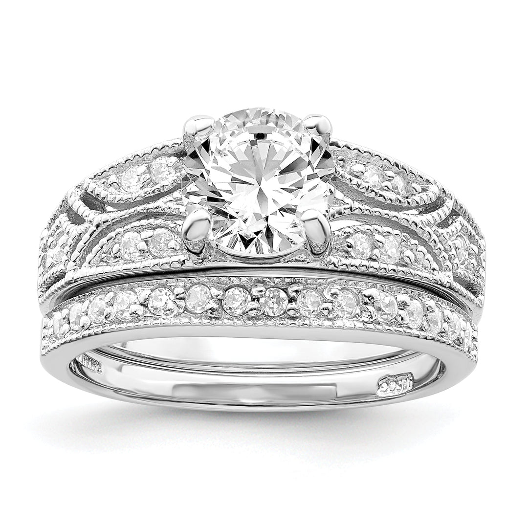 Sterling Silver Cubic Zirconia Band Rings Set