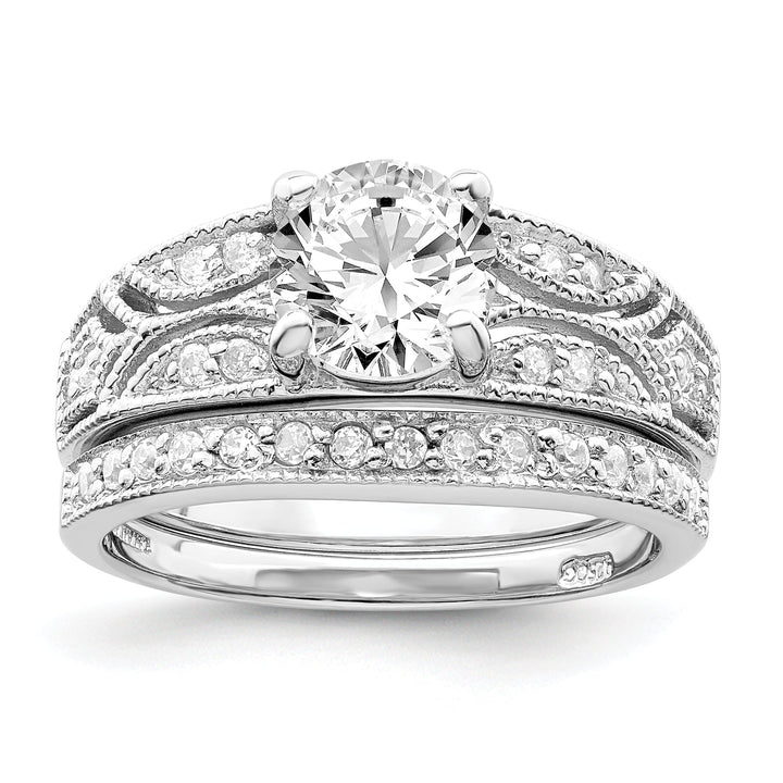 Sterling Silver Cubic Zirconia Band Rings Set