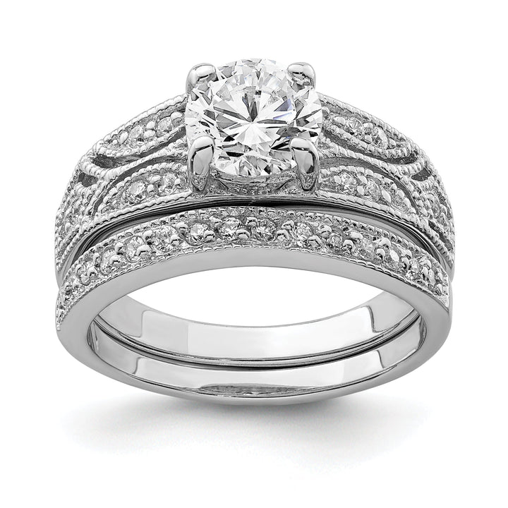 Sterling Silver Cubic Zirconia Band Rings Set