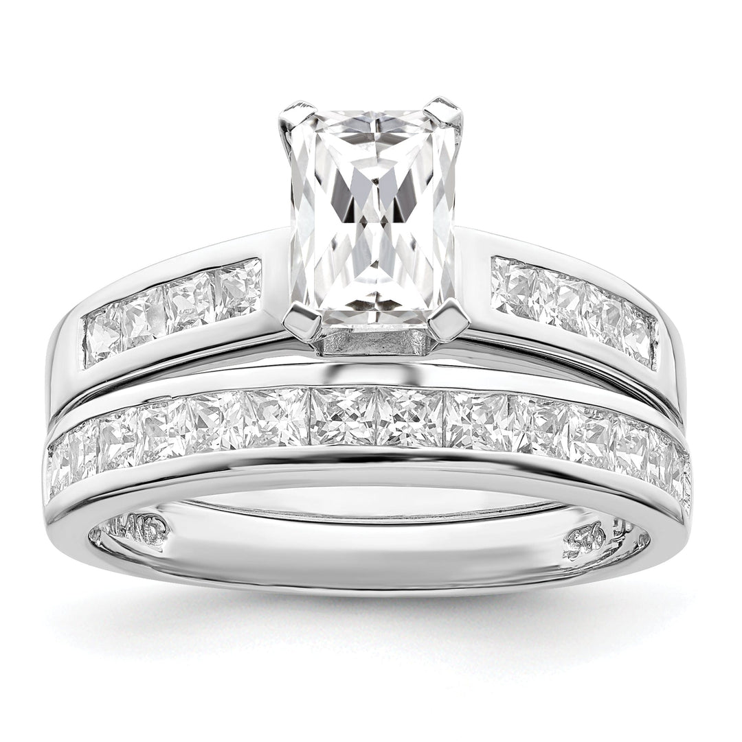 Sterling Silver Cubic Zirconia Band Rings Set