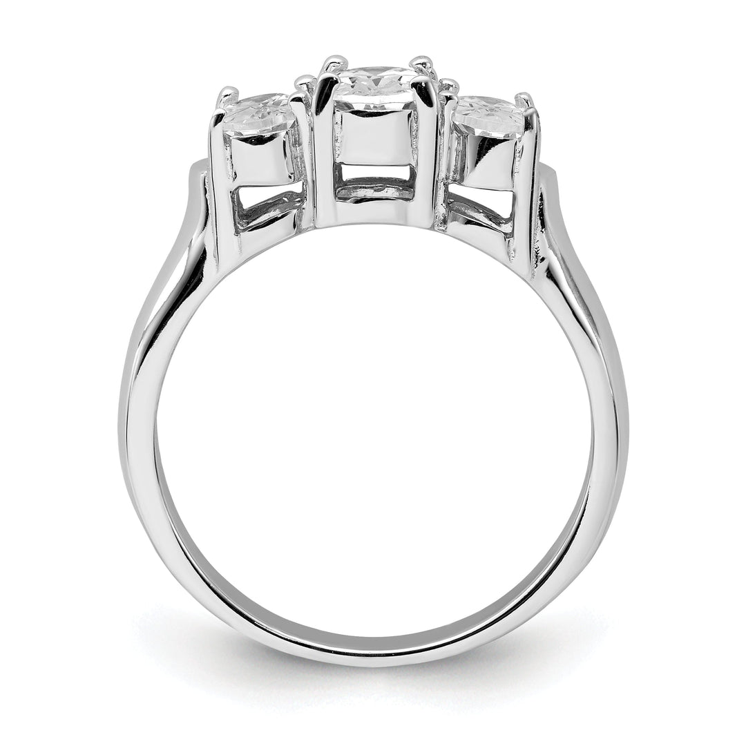 Sterling Silver 3 Stone Cubic Zirconia Ring