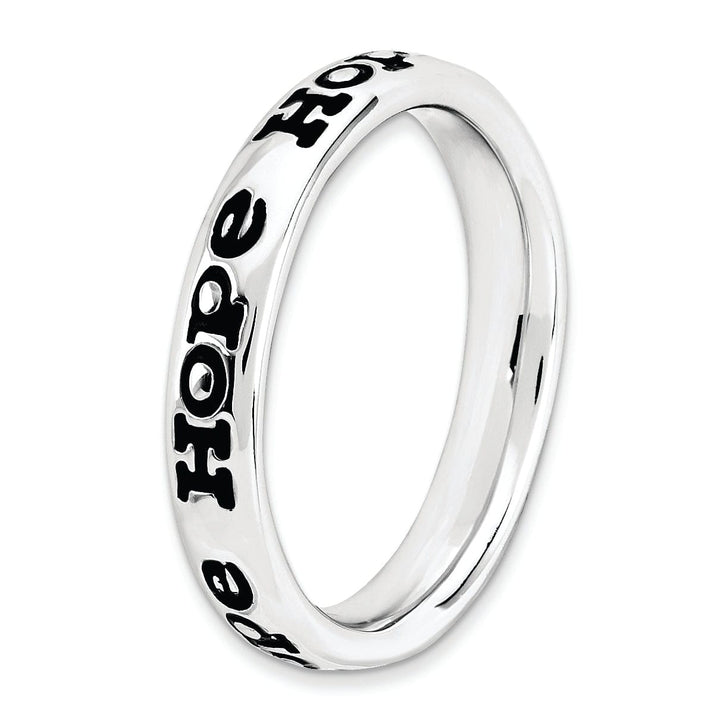 Sterling Silver Polished Enameled Hope Ring