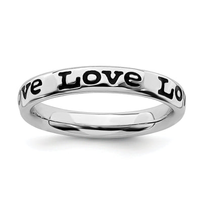 Sterling Silver Polished Enameled Love Ring