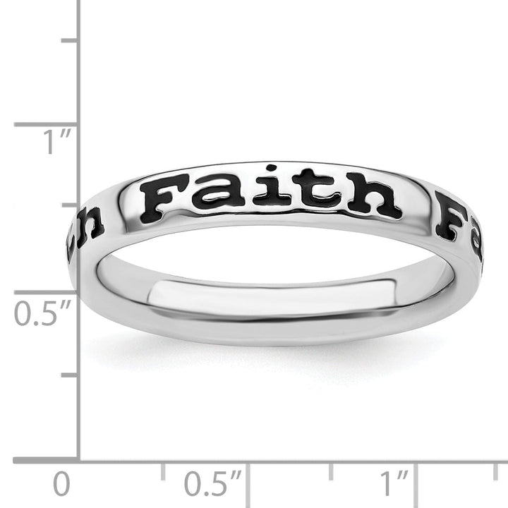 Sterling Silver Polished Enameled Faith Ring