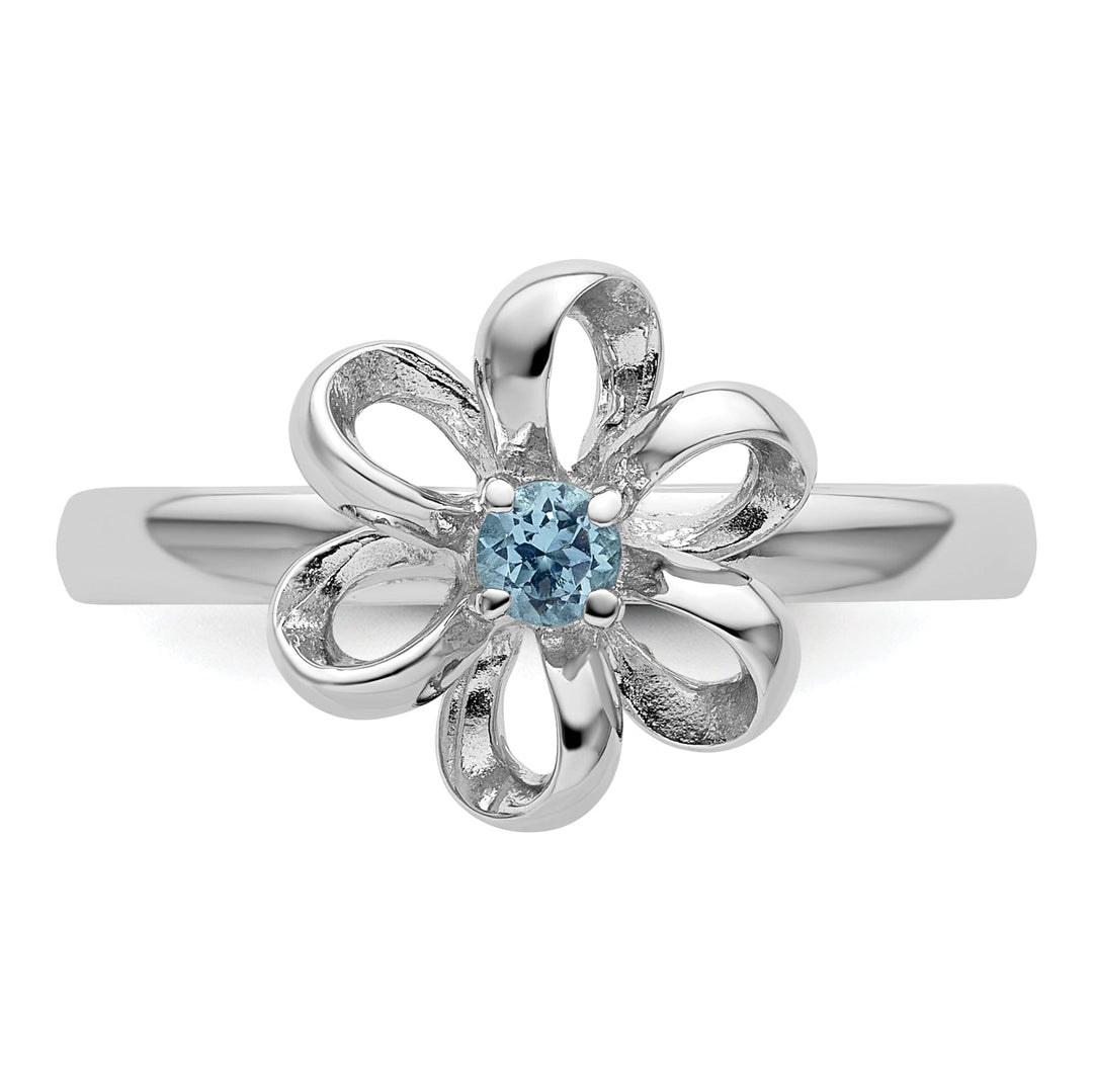 Sterling Silver Polished Blue Topaz Flower Ring