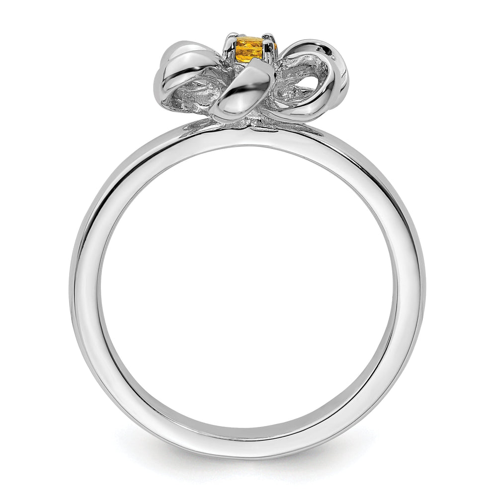 Sterling Silver Polished Citrine Flower Ring