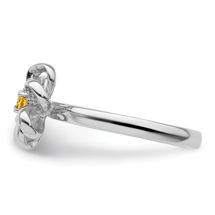 Sterling Silver Polished Citrine Flower Ring