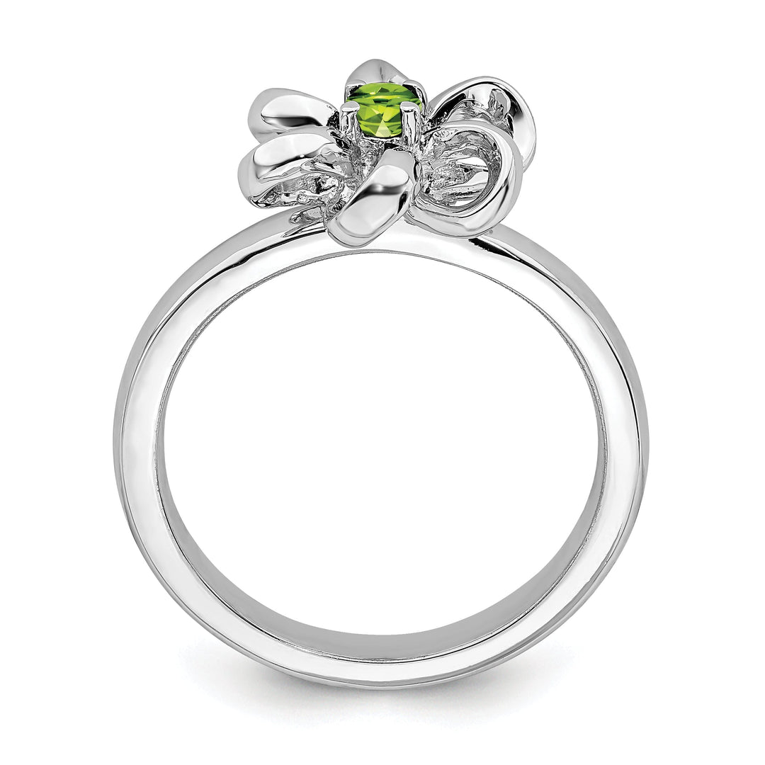 Sterling Silver Polished Peridot Flower Ring