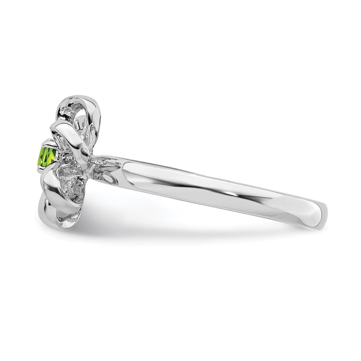 Sterling Silver Polished Peridot Flower Ring